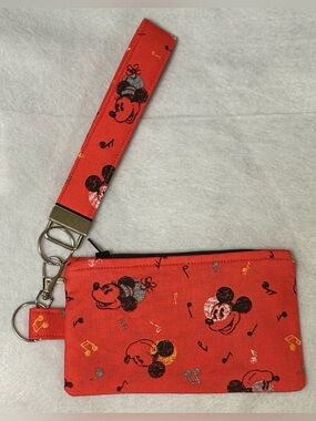 Red Mickey Mouse Coin Purse Wristlet Keychain